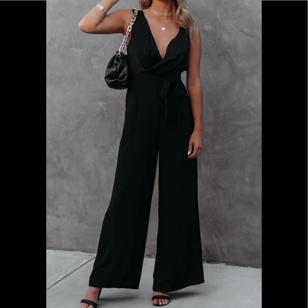 Pocketed Tie Jumpsuit NWOT